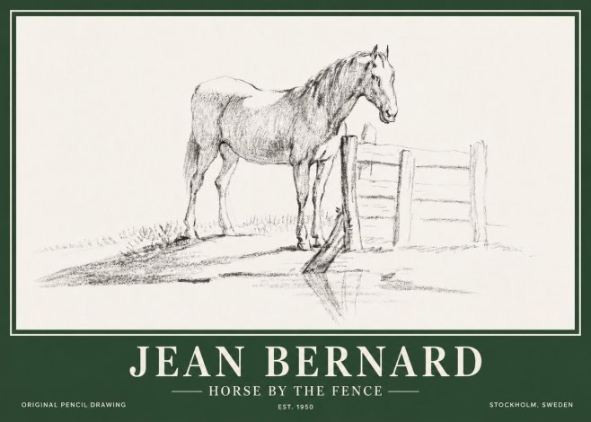 Jean Bernard Horse by the Fence No3 - Poster