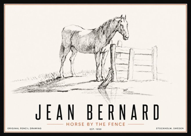 Jean Bernard Horse by the Fence No5 - Poster