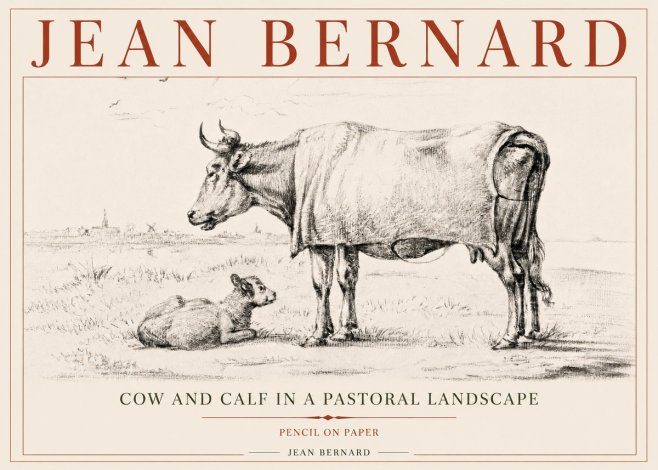 Jean Bernard Cow and Calf in a Pastoral Landscape No5 - Poster