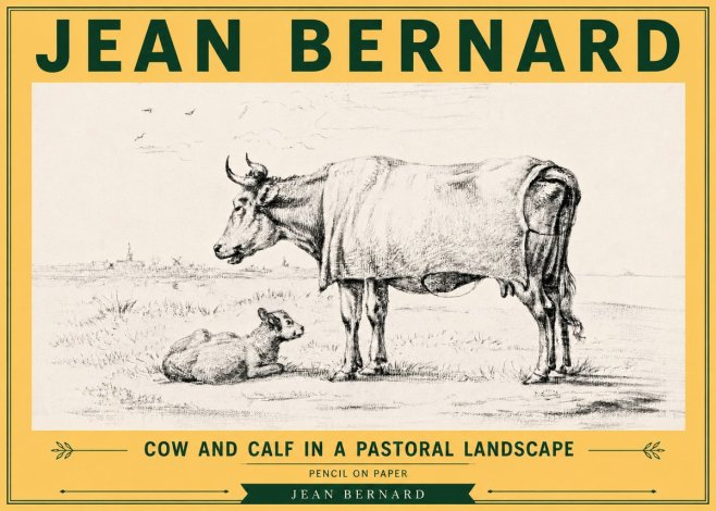 Jean Bernard Cow and Calf in a Pastoral Landscape No6 - Poster