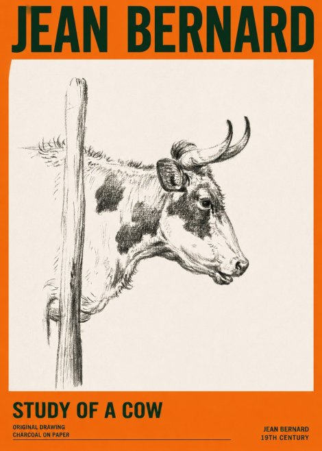Jean Bernard Study of a Cow XVII No2 - Poster