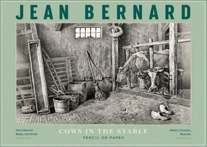Jean Bernard Cows in the Stable No3 - Poster