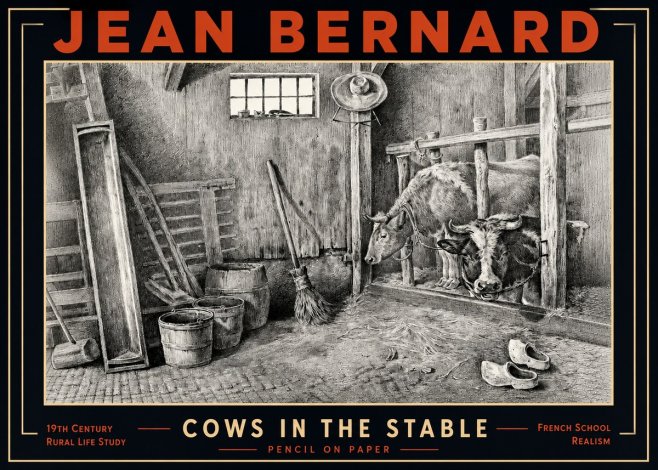 Jean Bernard Cows in the Stable No5 - Poster