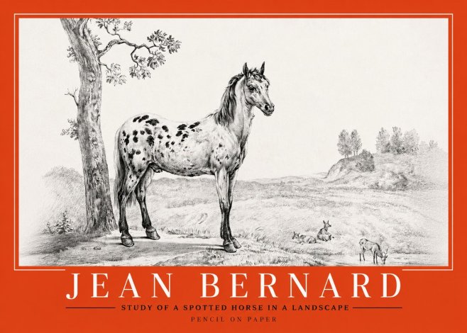 Jean Bernard Study of a Spotted Horse in a Landscape No2 - Poster
