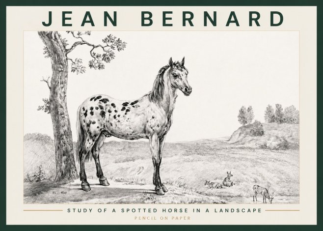 Jean Bernard Study of a Spotted Horse in a Landscape No3 - Poster