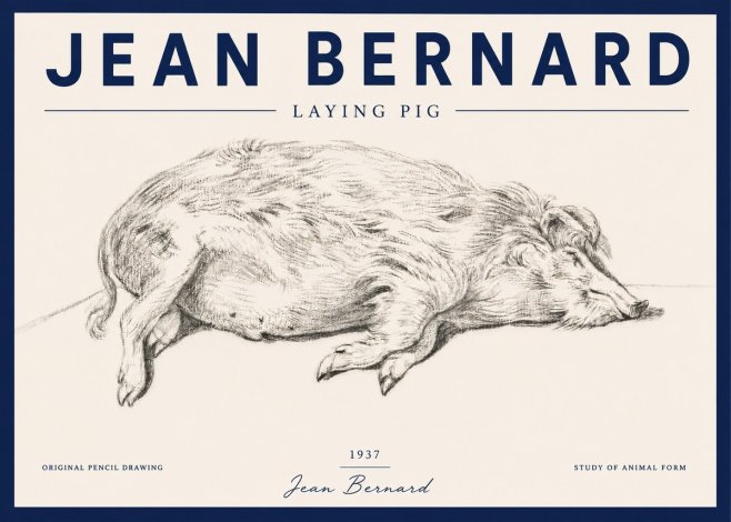 Jean Bernard Laying Pig No4 - Poster
