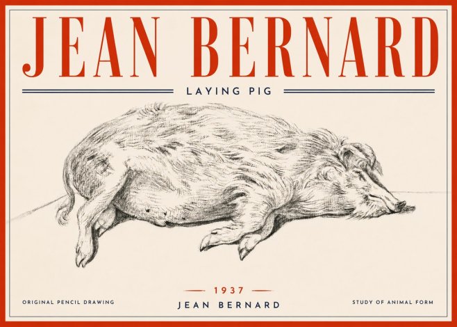Jean Bernard Laying Pig No6 - Poster