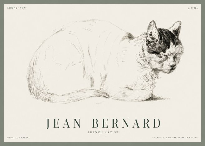 Jean Bernard Study of a Cat III No1 - Poster