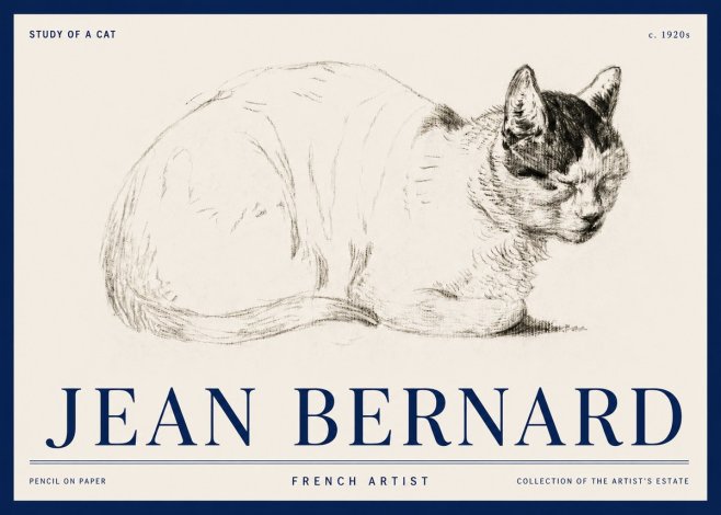 Jean Bernard Study of a Cat III No3 - Poster