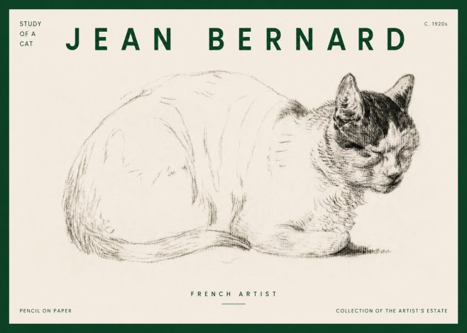 Jean Bernard Study of a Cat III No4 - Poster