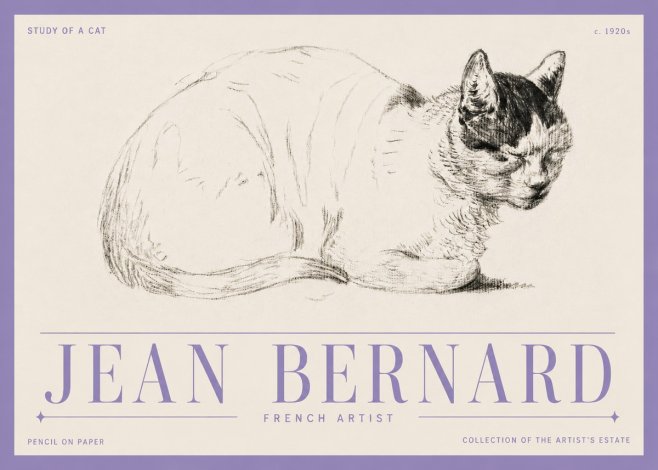 Jean Bernard Study of a Cat III No5 - Poster
