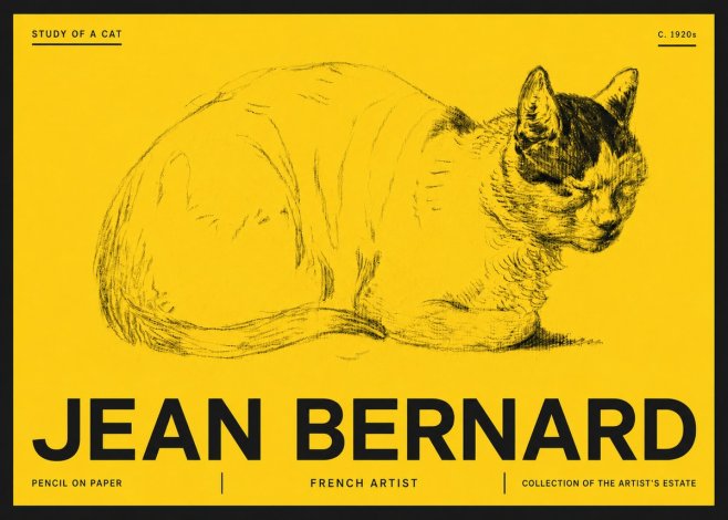 Jean Bernard Study of a Cat III No6 - Poster