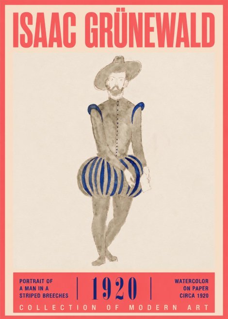 Isaac Grünewald Portrait of a Man in a Striped Breeches No2 - Poster