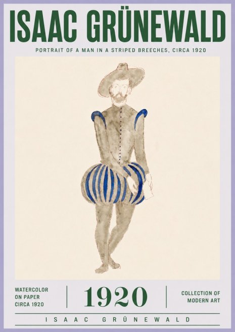Isaac Grünewald Portrait of a Man in a Striped Breeches No4 - Poster