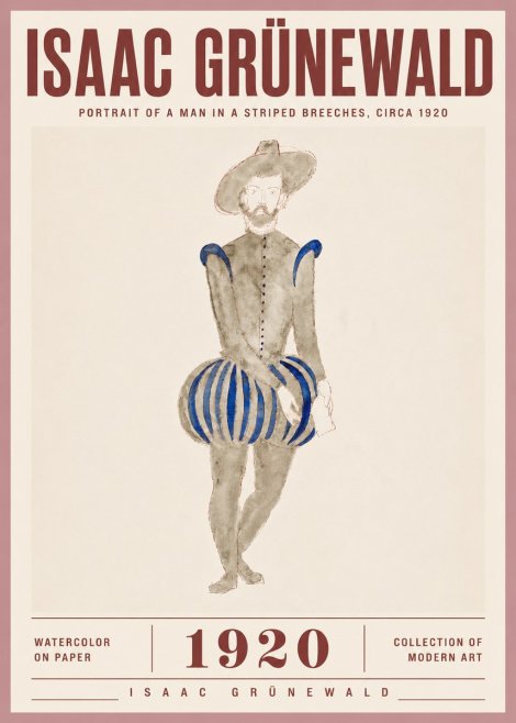 Isaac Grünewald Portrait of a Man in a Striped Breeches No5 - Poster