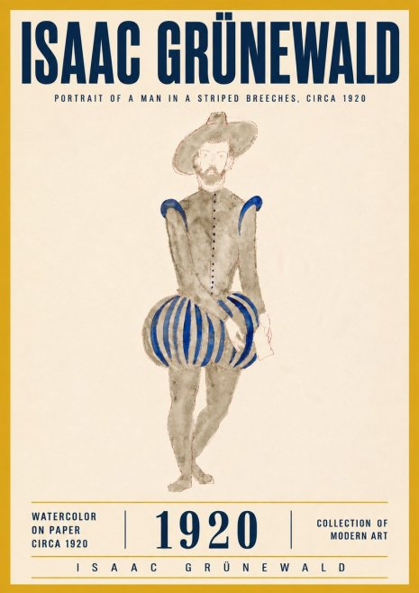 Isaac Grünewald Portrait of a Man in a Striped Breeches No6 - Poster