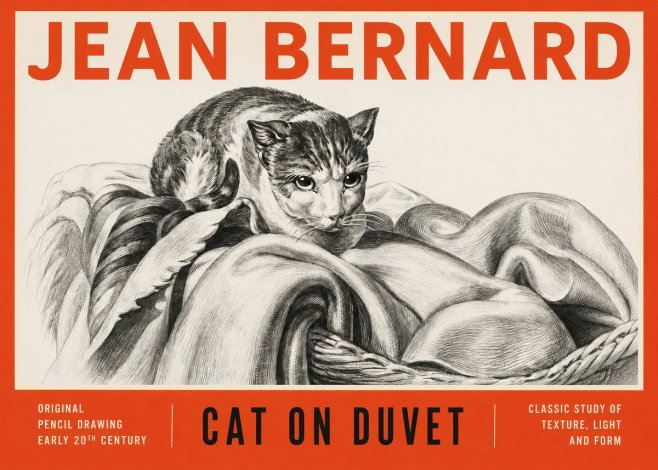 Jean Bernard Cat on a Blanket No4 - Poster
