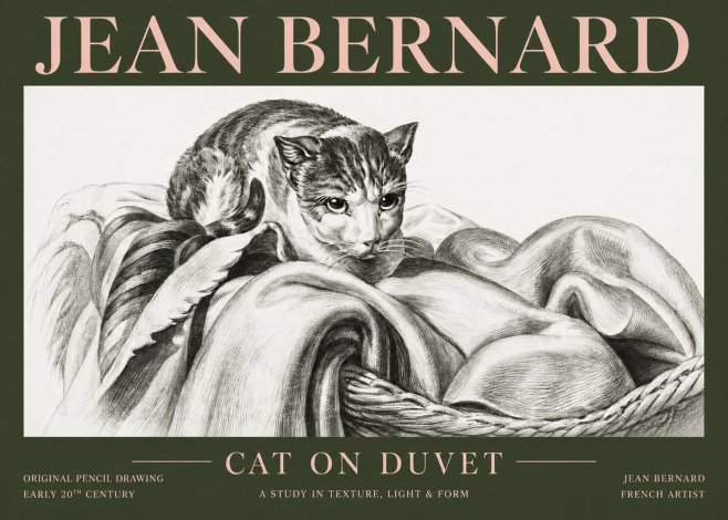 Jean Bernard Cat on a Blanket No5 - Poster