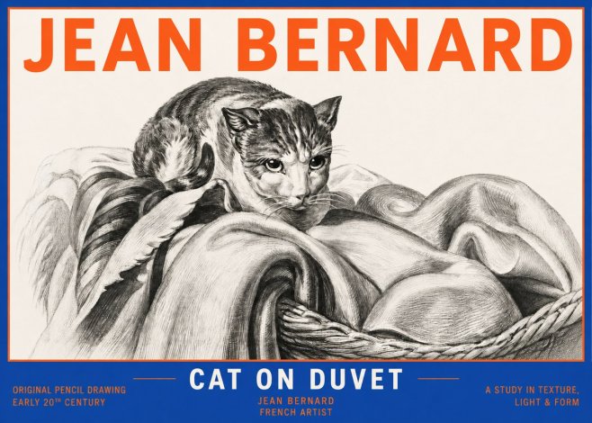 Jean Bernard Cat on a Blanket No6 - Poster
