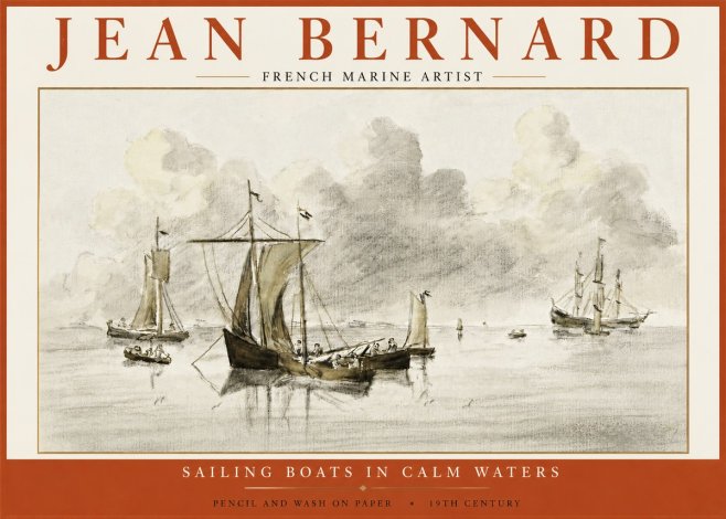 Jean Bernard Sailing Boats in Calm Waters No5 - Poster