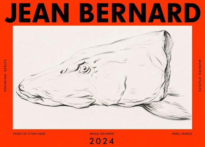 Jean Bernard Study of a Fish Head No2 - Poster