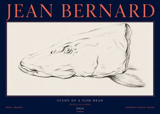 Jean Bernard Study of a Fish Head No3 - Poster