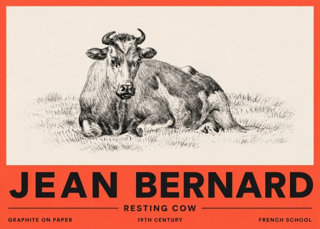 Jean Bernard Resting Cow V No2 - Poster