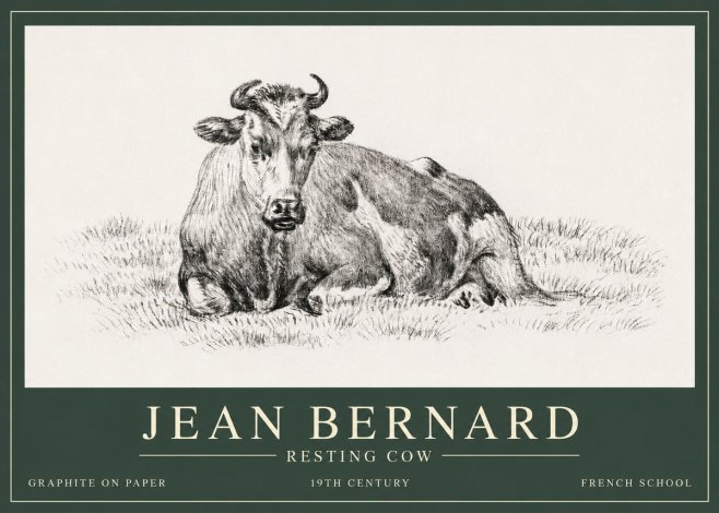 Jean Bernard Resting Cow V No3 - Poster