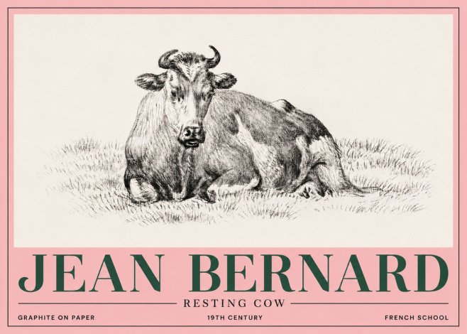 Jean Bernard Resting Cow V No5 - Poster