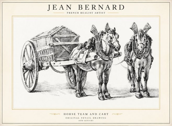 Jean Bernard Horse Team and Cart No1 - Poster