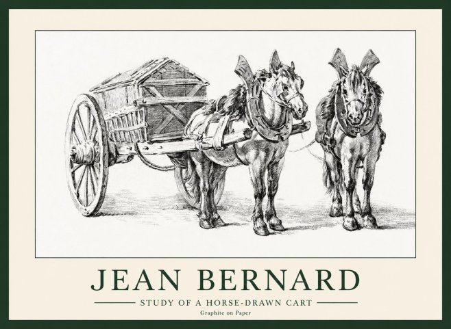 Jean Bernard Horse Team and Cart No2 - Poster