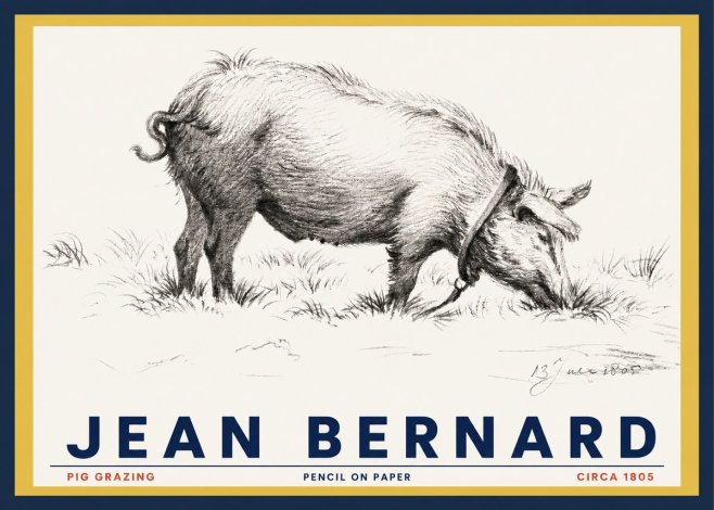 Jean Bernard Pig Grazing No3 - Poster