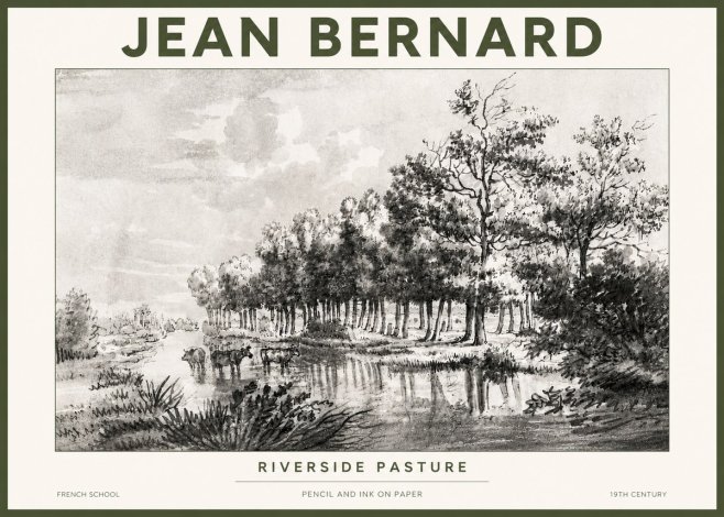 Jean Bernard Riverside Pasture No4 - Poster
