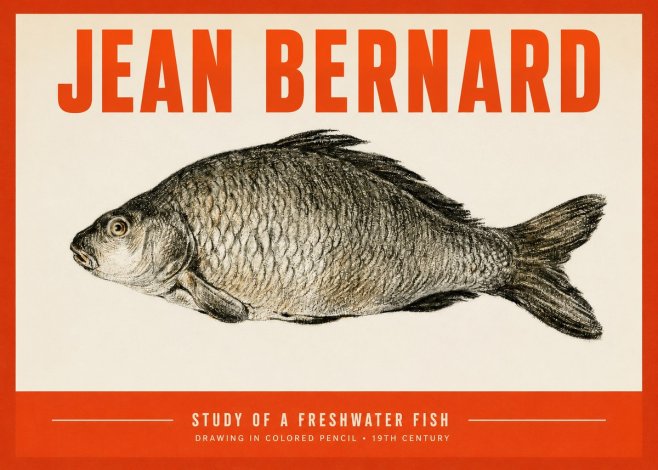 Jean Bernard Study of a Freshwater Fish No2 - Poster