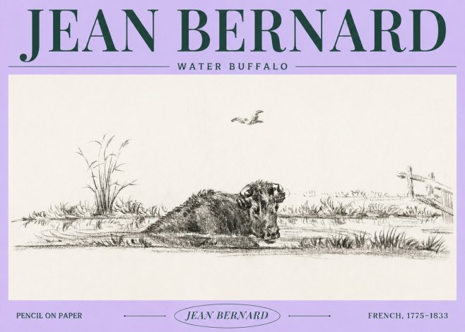Jean Bernard Study of a Water Buffalo No4 - Poster