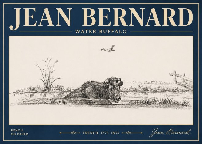 Jean Bernard Study of a Water Buffalo No5 - Poster