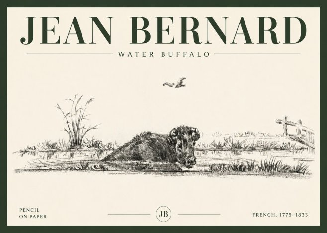 Jean Bernard Study of a Water Buffalo No6 - Poster