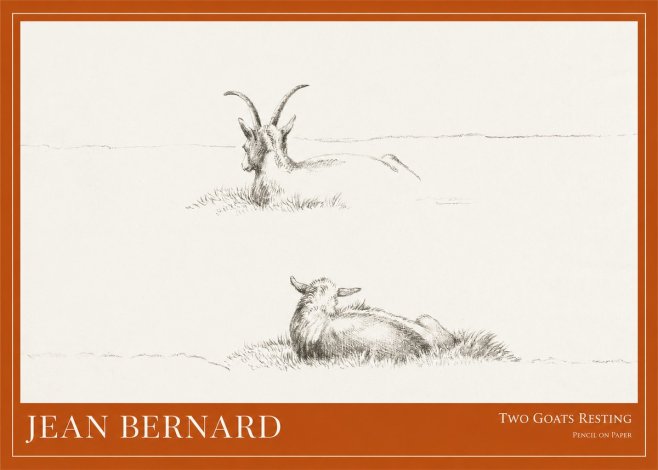 Jean Bernard Two Goats Resting No1 - Poster