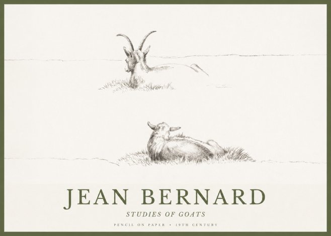 Jean Bernard Two Goats Resting No2 - Poster