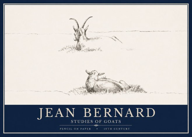Jean Bernard Two Goats Resting No4 - Poster