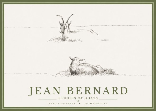 Jean Bernard Two Goats Resting No5 - Poster