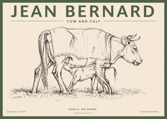 Jean Bernard Cow and Calf II No3 - Poster