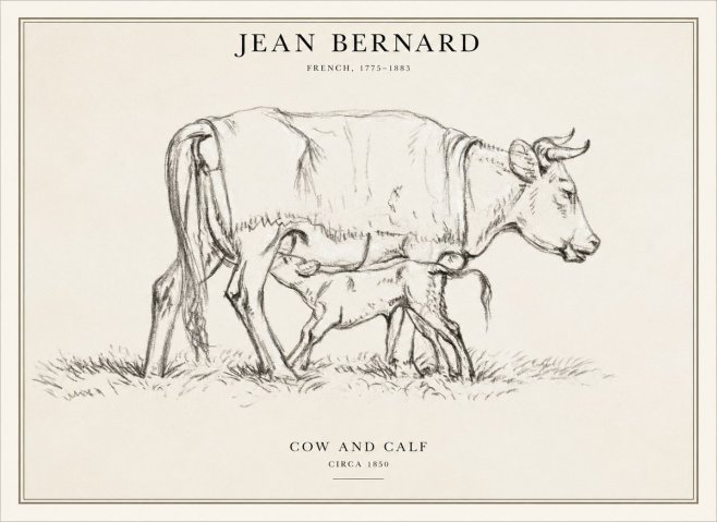 Jean Bernard Cow and Calf II No6 - Poster