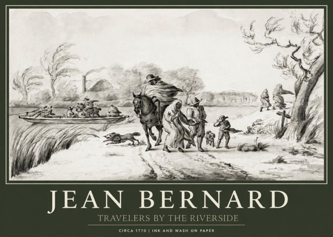 Jean Bernard Travelers by the Riverside No1 - Poster