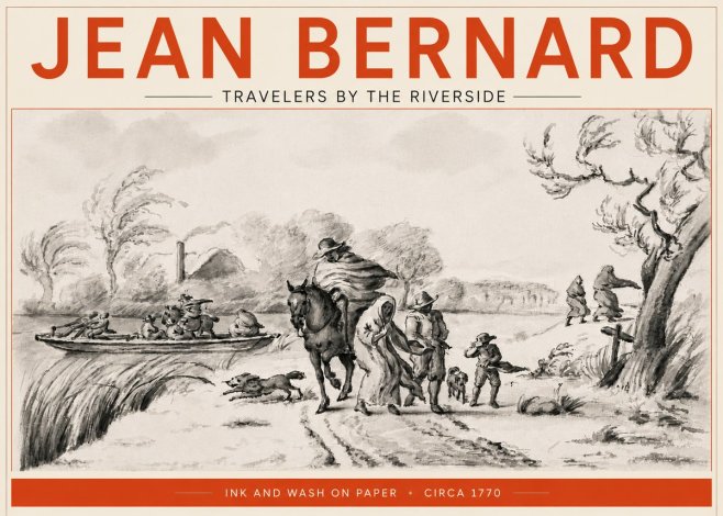 Jean Bernard Travelers by the Riverside No5 - Poster