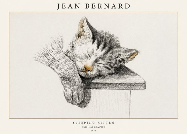 Jean Bernard Sleeping Kitten No1 - Poster
