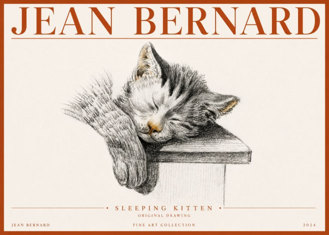 Jean Bernard Sleeping Kitten No4 - Poster