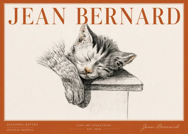 Jean Bernard Sleeping Kitten No6 - Poster