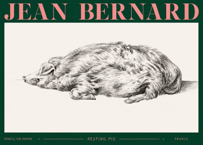 Jean Bernard Resting Pig II No2 - Poster
