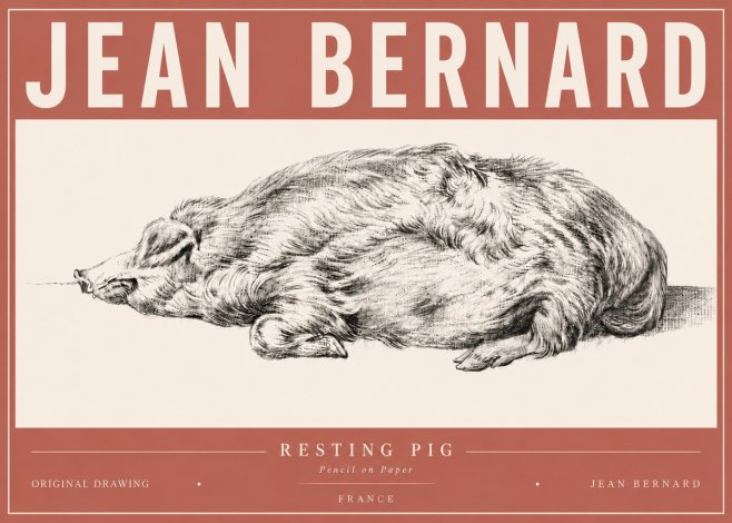 Jean Bernard Resting Pig II No6 - Poster